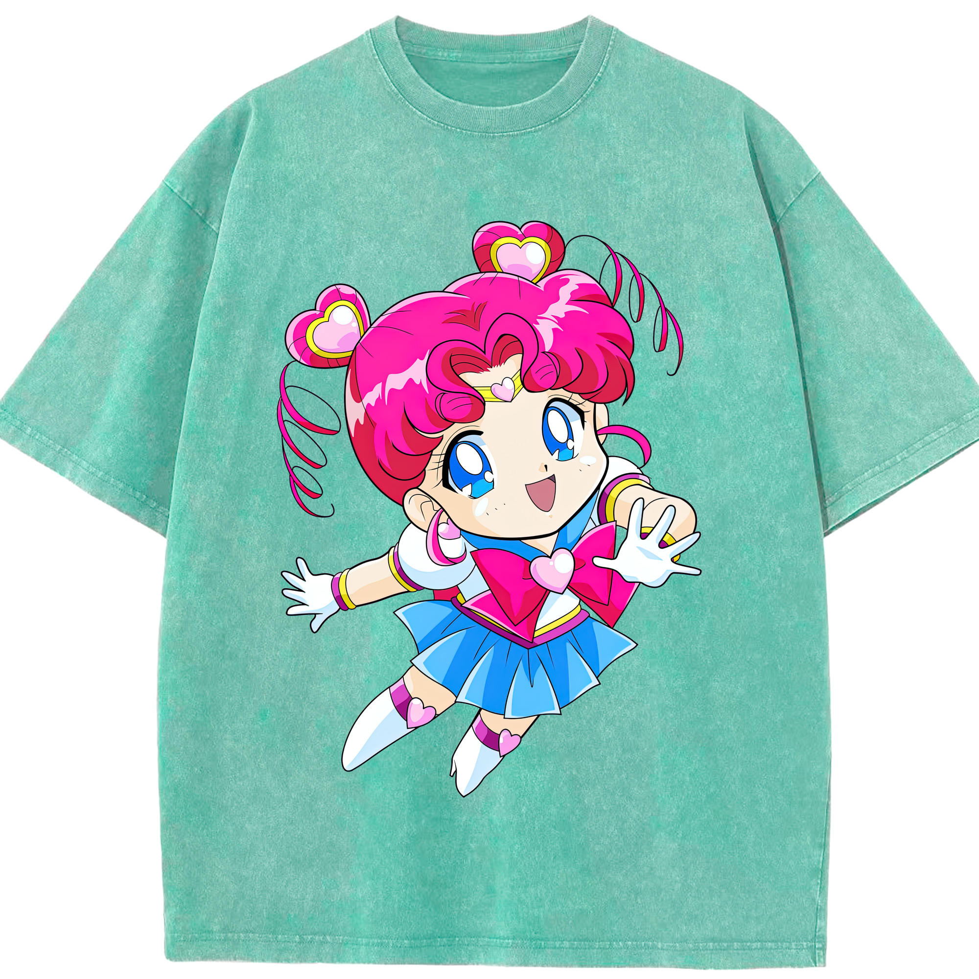 （画像用） 美少女戦士セーラームーン ちびうさ Sailor Moon Chibiusa Tsukino Usagi Small Lady Serenity 綿100% ヴィンテージ風 半袖Tシャツ（フロントプリント）